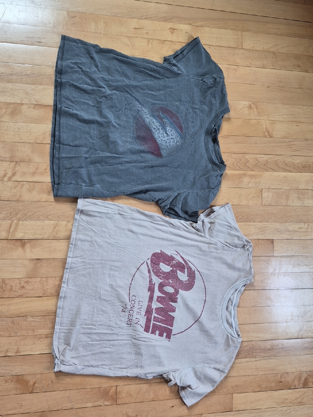 Simply Vera Vera Wang Gray and Beige Graphic Short Sleeve Tees